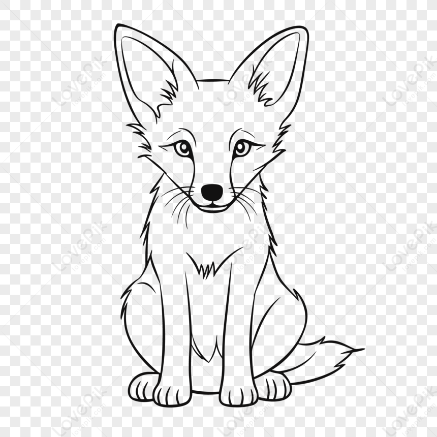 fox clipart black and white
