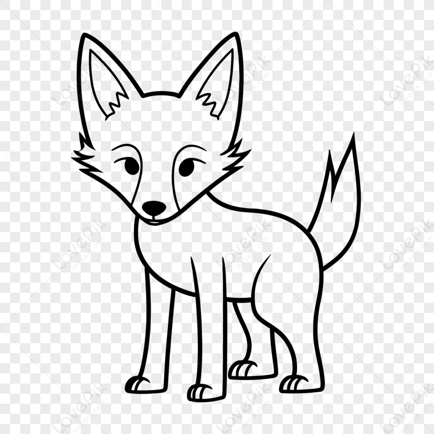 fox clipart black and white
