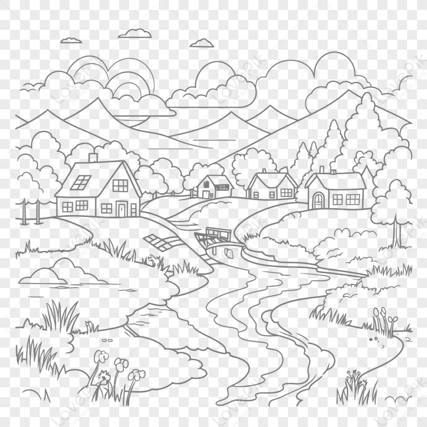 Minimalist Mountain Line Art, Landscape Outline Drawing, Simple Scenery  Sketch, Sun Illustration, Nature Artwork, Vector Design, Hand Drawn  20525349 Vector Art at Vecteezy
