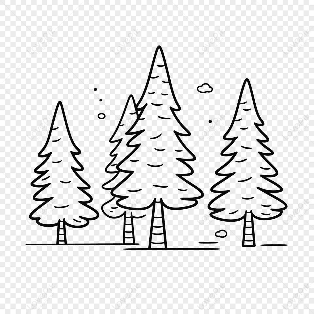 Line Drawing Of The Pine Trees Outline Sketch Vector,thick Lines,pine ...