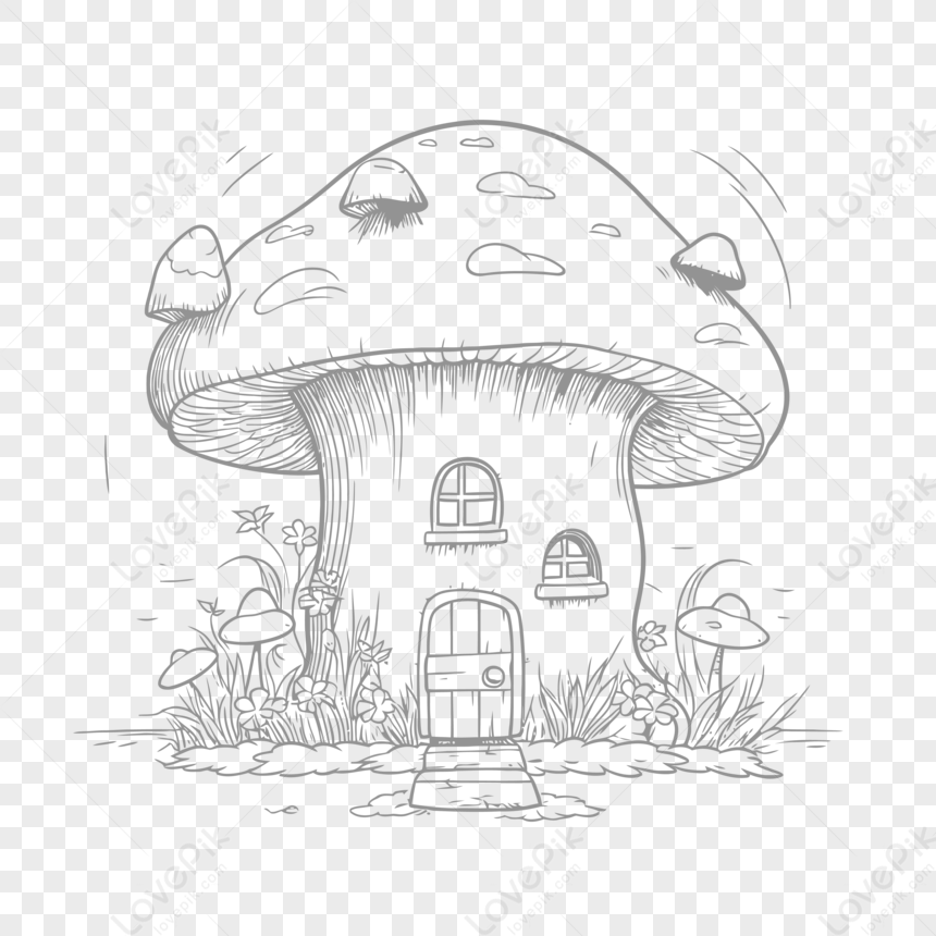 Cute mushroom simple illustration for kids drawing 14011991 PNG