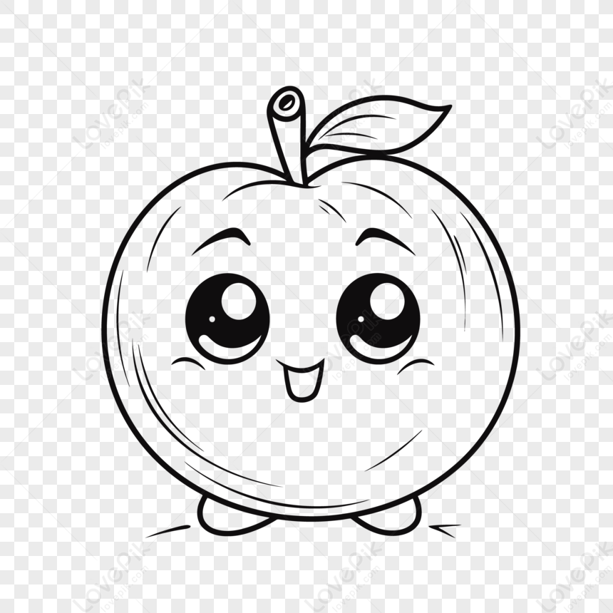 Coloring Pages To Draw Cute Apple Faces Outline Sketch Drawing Vector, Apple  Drawing, Wing Drawing, Face Drawing PNG and Vector with Transparent  Background for Free Download