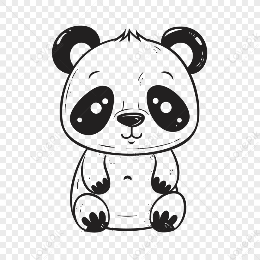 Vector Art Cute Panda Bear With Eyes Outline Sketch Drawing,easy Panda