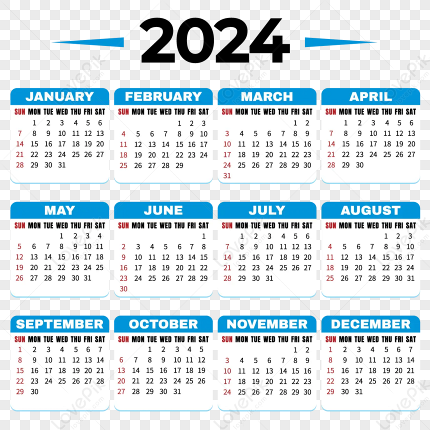 Calendario 2024 In Bianco E Nero Stile Semplice Vettore, 2024, Calendario,  Semplice PNG e Vector per il download gratuito