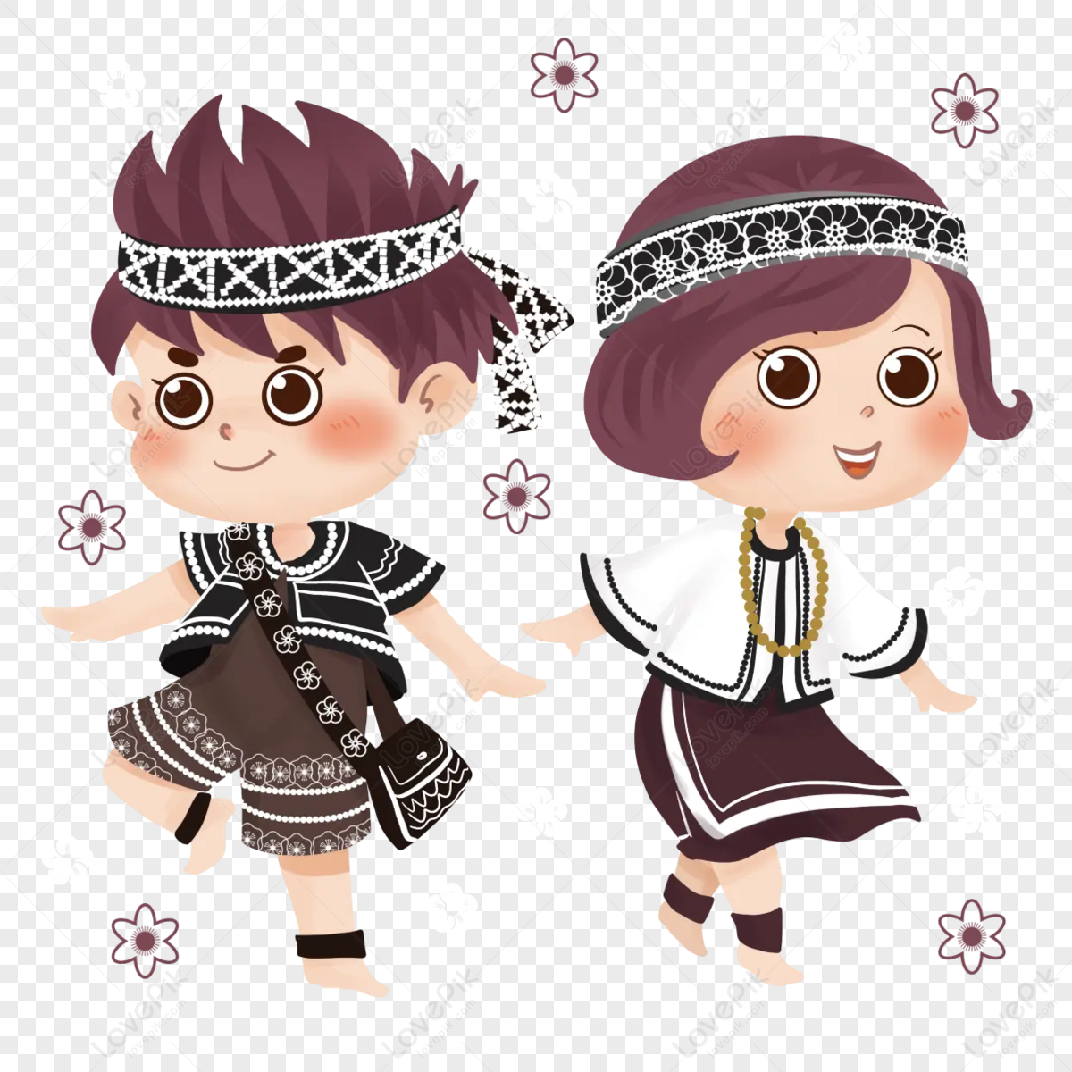 Kamalan Aboriginal People Of Taiwan Cartoon Style Cute Characters Boys ...