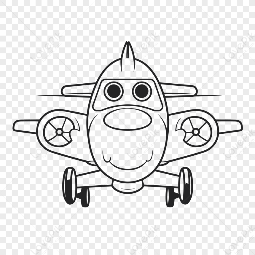 Desenho de avião de desenho animado para colorir
