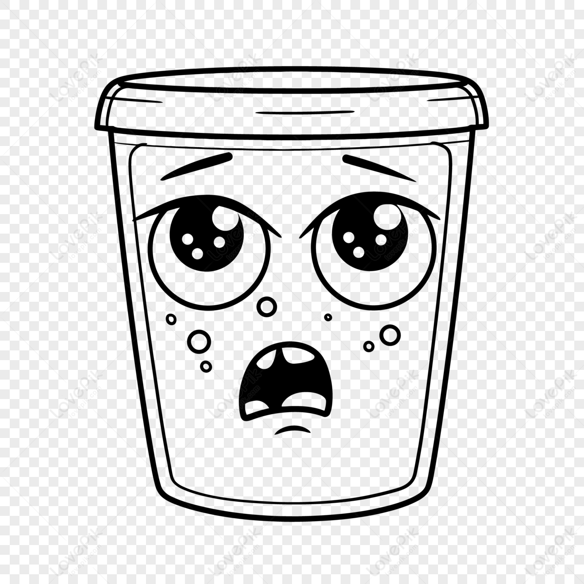 Cartoon Drawing Of A Juice Cup With Scary Mouth Outline Sketch Vector ...