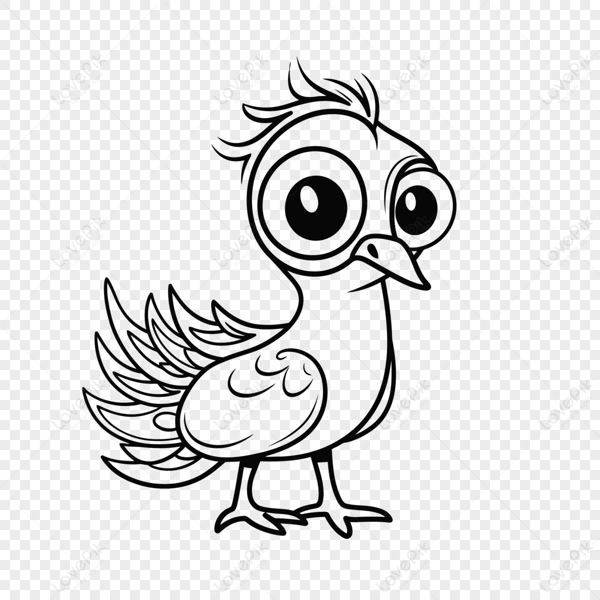 Cute Baby Bird Coloring Page Outline Sketch Drawing Vector,line Art ...