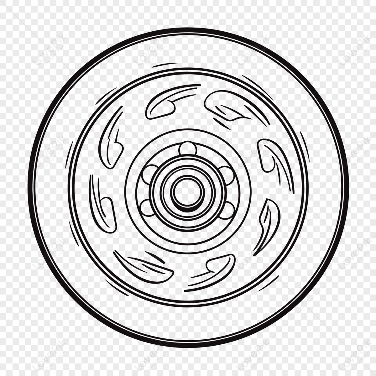 Drawing Of A Wheel With Tires Outline Sketch Vector,coloring Page,spin ...