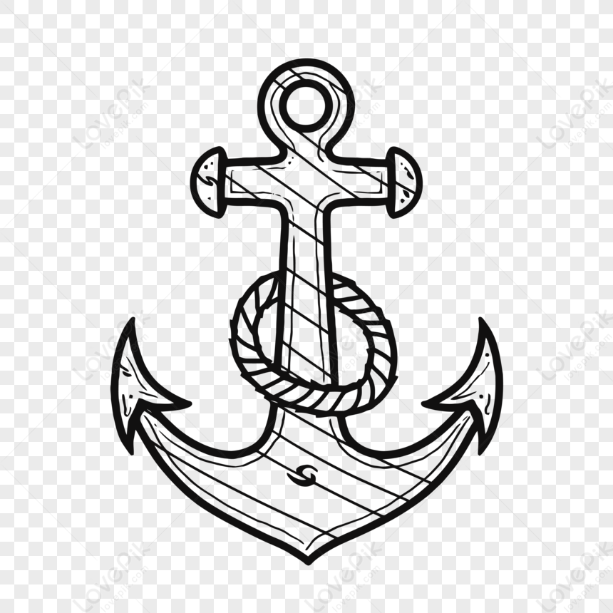 Drawing Of An Anchor With Rope On White Background Outline Sketch Vector PNG  Transparent Background And Clipart Image For Free Download - Lovepik