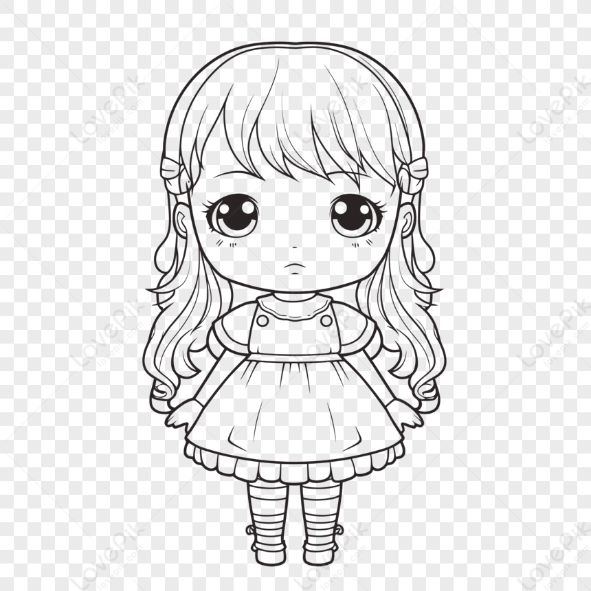 Dibujos Para Colorear Gratis De Munecas De Anime Vector cuello bosquejo PNG Imagenes Gratis Lovepik