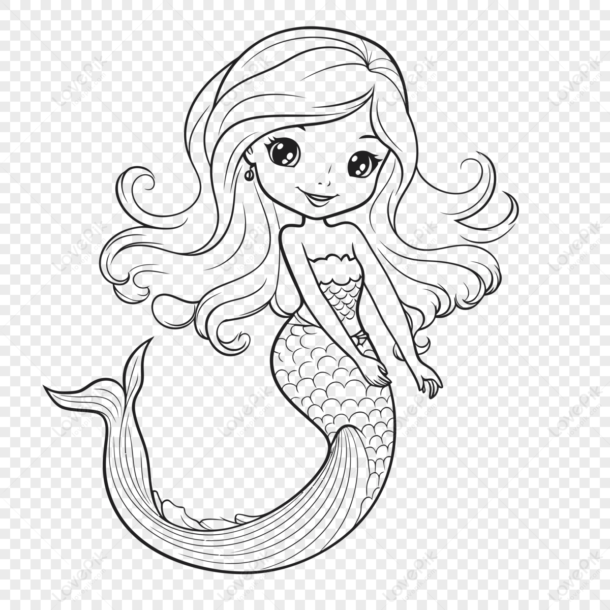 Mermaid Coloring Pages For Girls Outline Sketch Drawing Vectormermaid Tails Outline Artmermaid