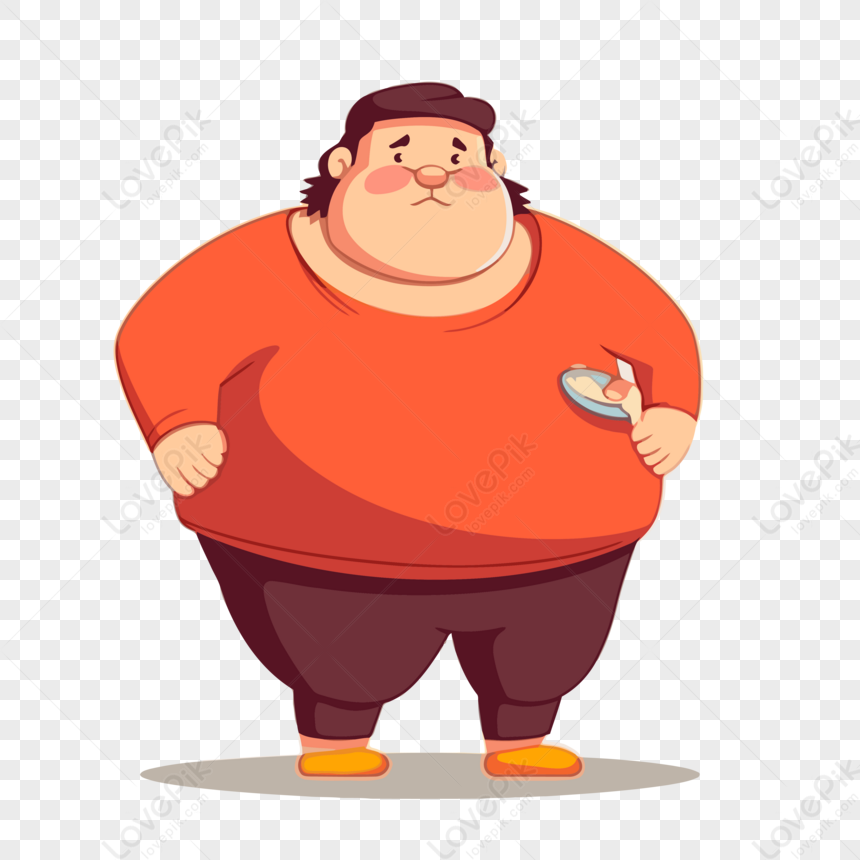 Obesity Clipart Fat Guy Character With A Sandwich On His Arms And Fat ...