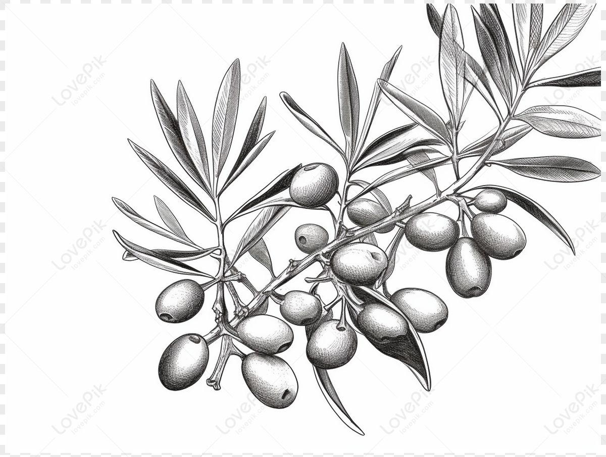 Olive Branch Illustration In Black And White,black Olives,black ...