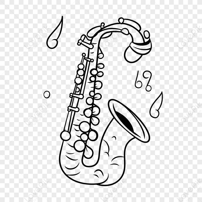 Photo de Page De Coloriage De Saxophone En Dessin Desquisse De