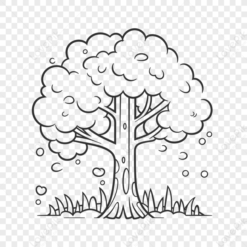 Trees Coloring Pages Outline Sketch Drawing Vector,thick Lines,coloring ...