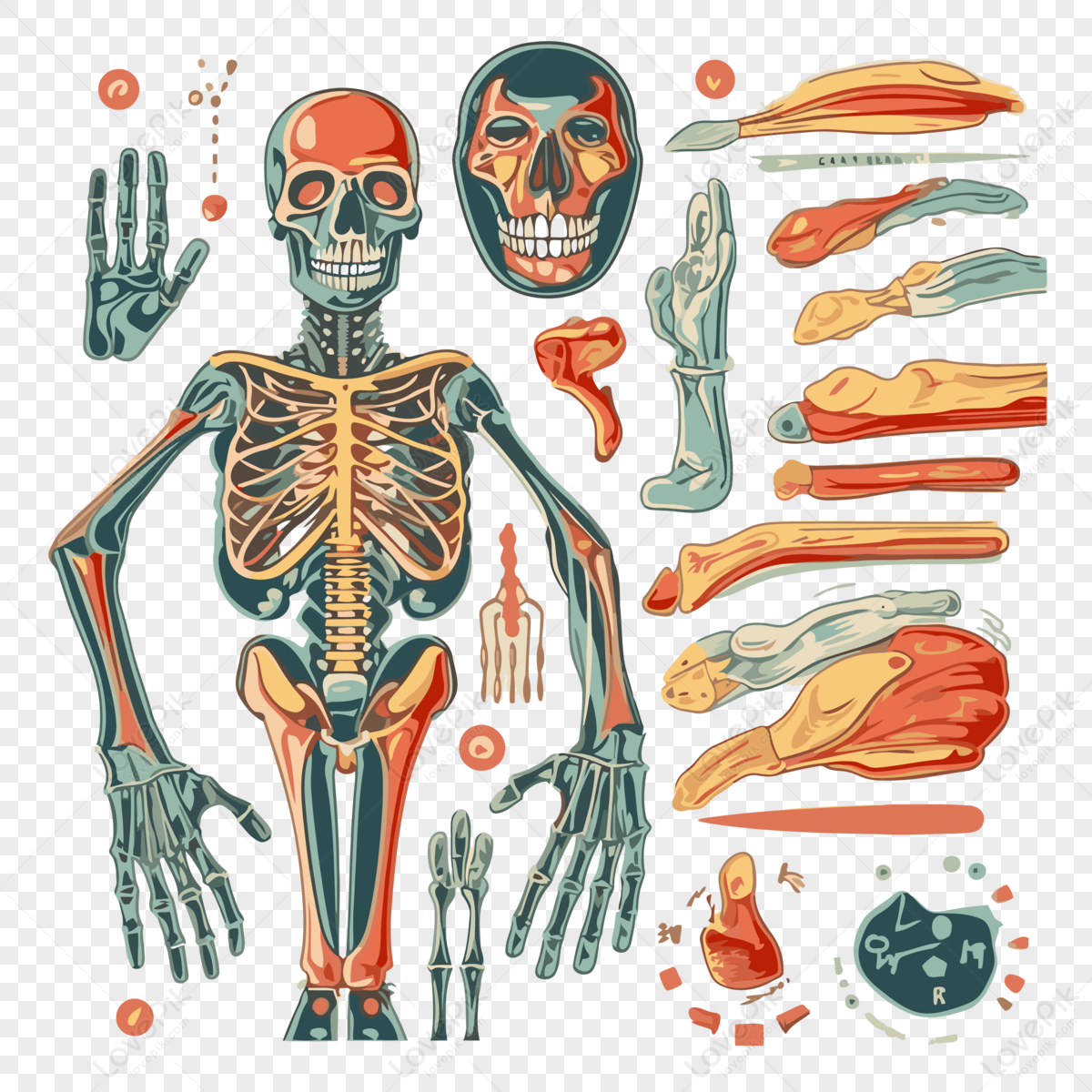 Anatomy Clipart Beautiful Illustration Of The Skeleton And Other Parts ...