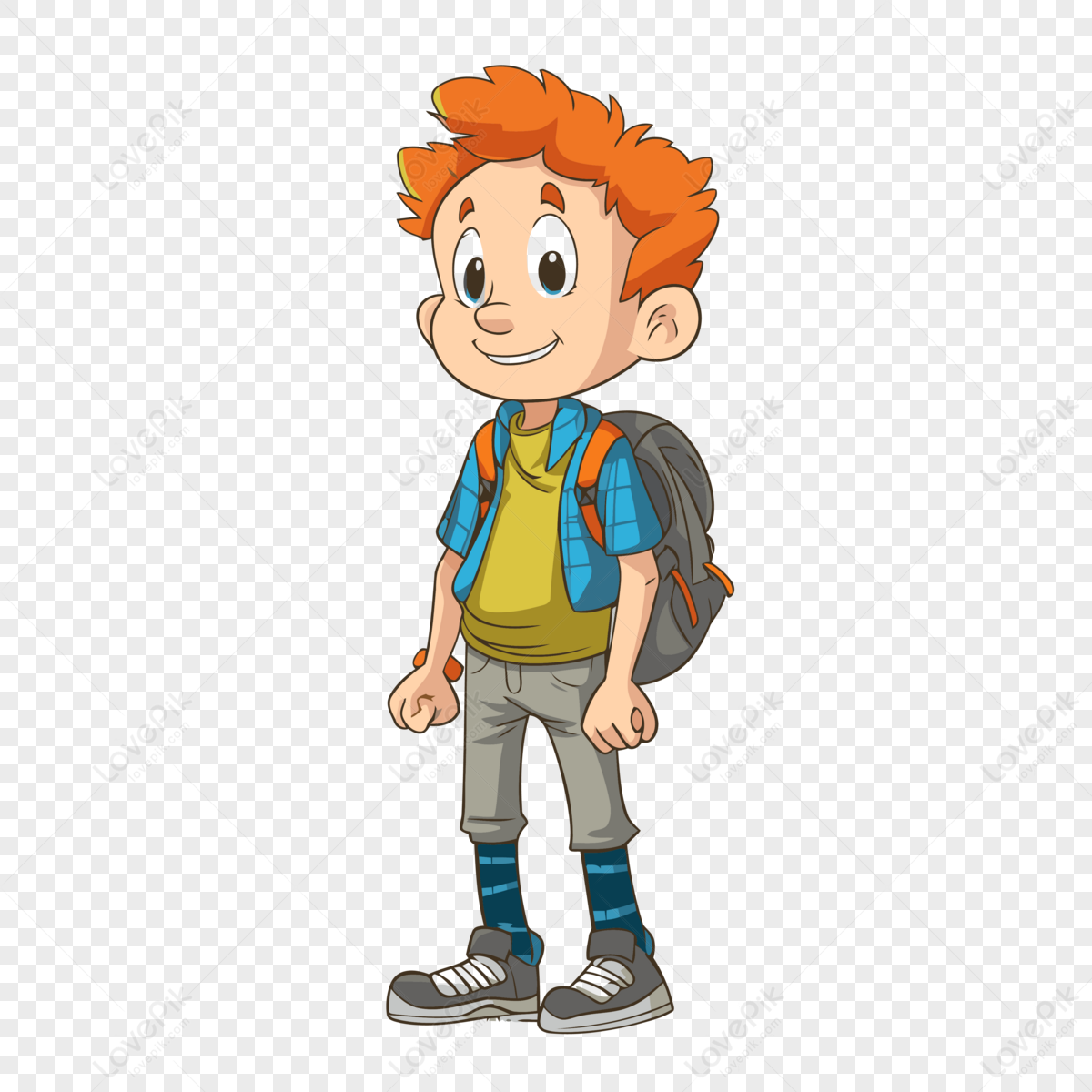 Andrew Clipart Boy With Red Hair With Backpack Cartoon Vector,boy In ...