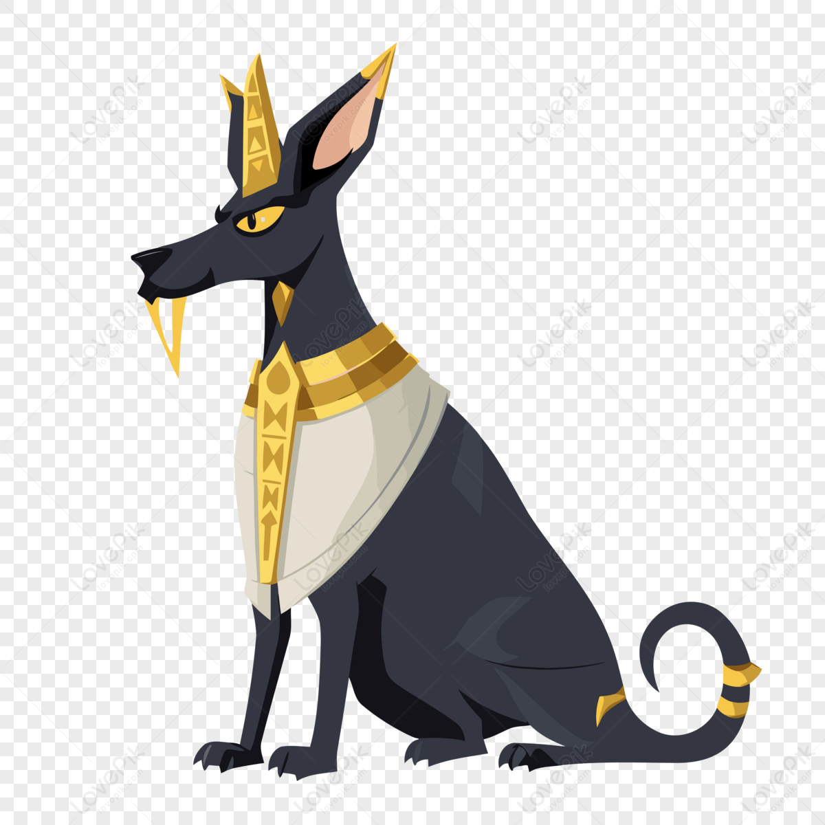 Anubis Clipart An Egyptian Black Dog With Gold Armor On His Head ...