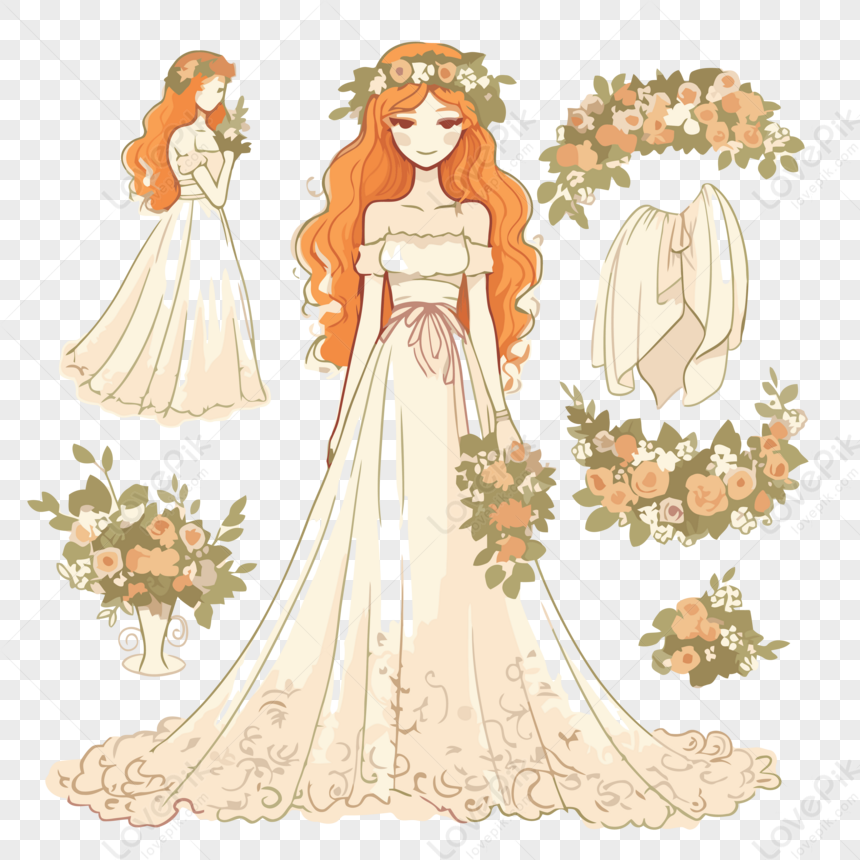 Bride in White Wedding Dress Standing As Newlywed or Just Married Female  Vector Illustration Stock Vector - Illustration of bridal, gown: 234000053
