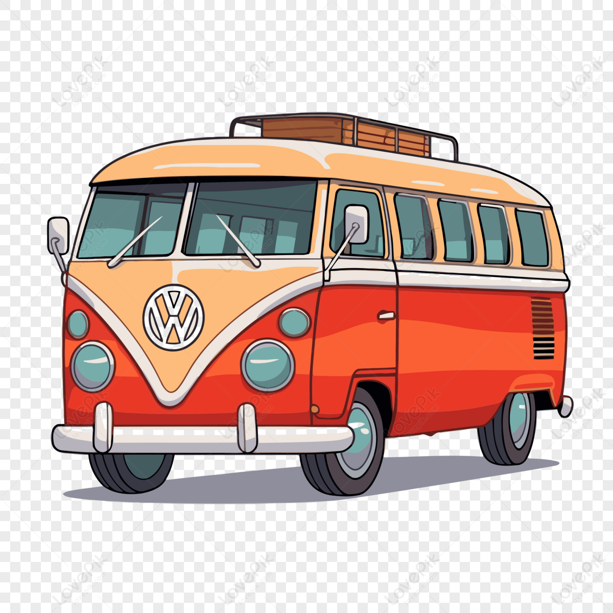 Bus Clipart Vw Camper Bus Cartoon Vector Car Illustration,window,tired ...