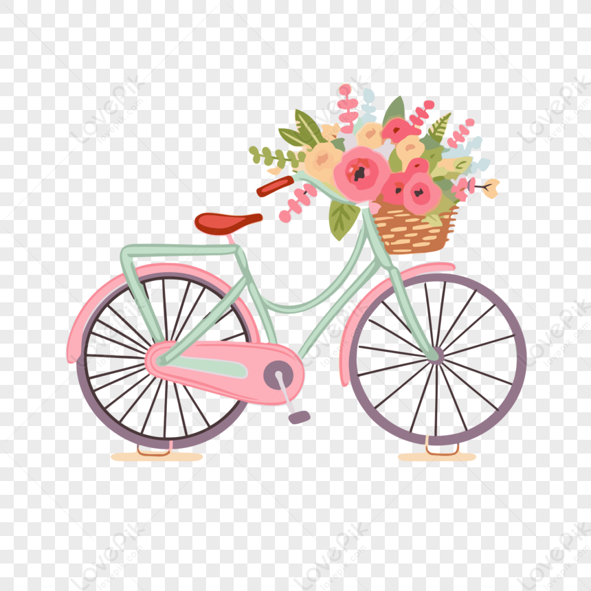 Photo de V lo Clipart Une Image Dun V lo Rose B b Avec Des Fleurs