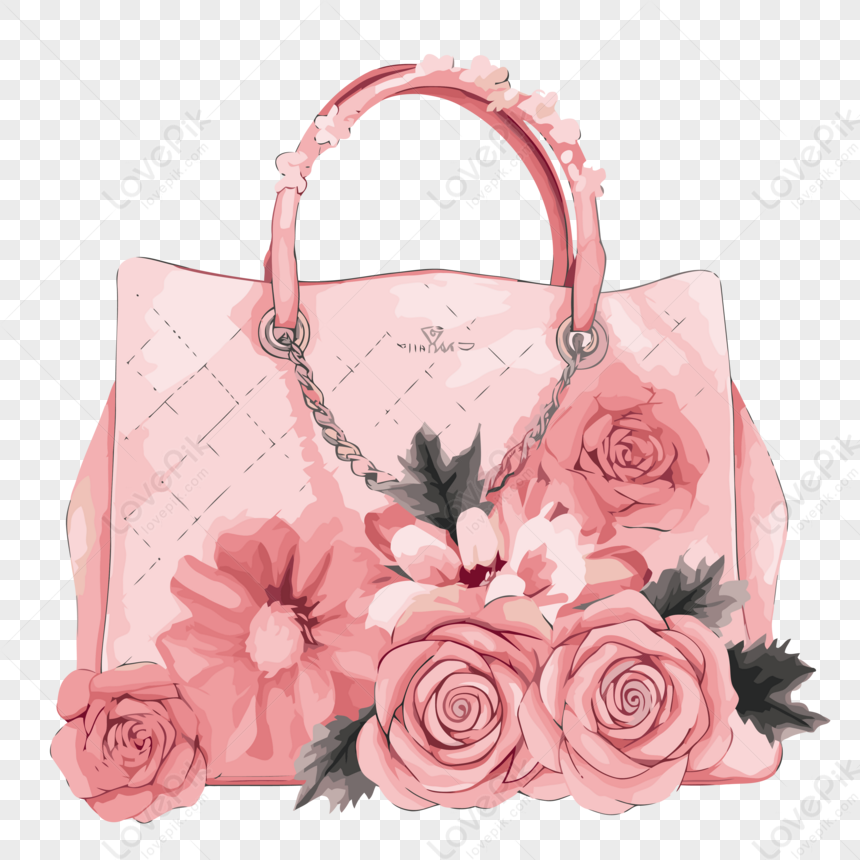 Bolsa Chanel Clipart Rosa Com Desenho De Flores Vetor,rosa PNG Imagens  Gratuitas Para Download - Lovepik