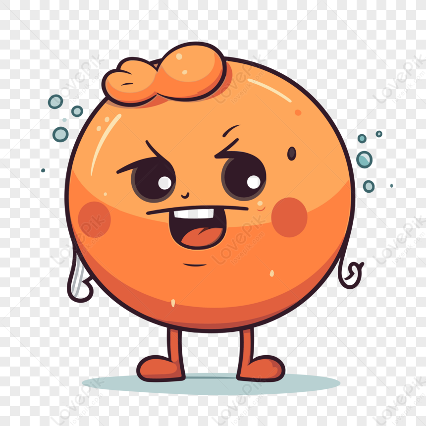 Chatty Clipart Cartoon Orange Character With Anger Expression