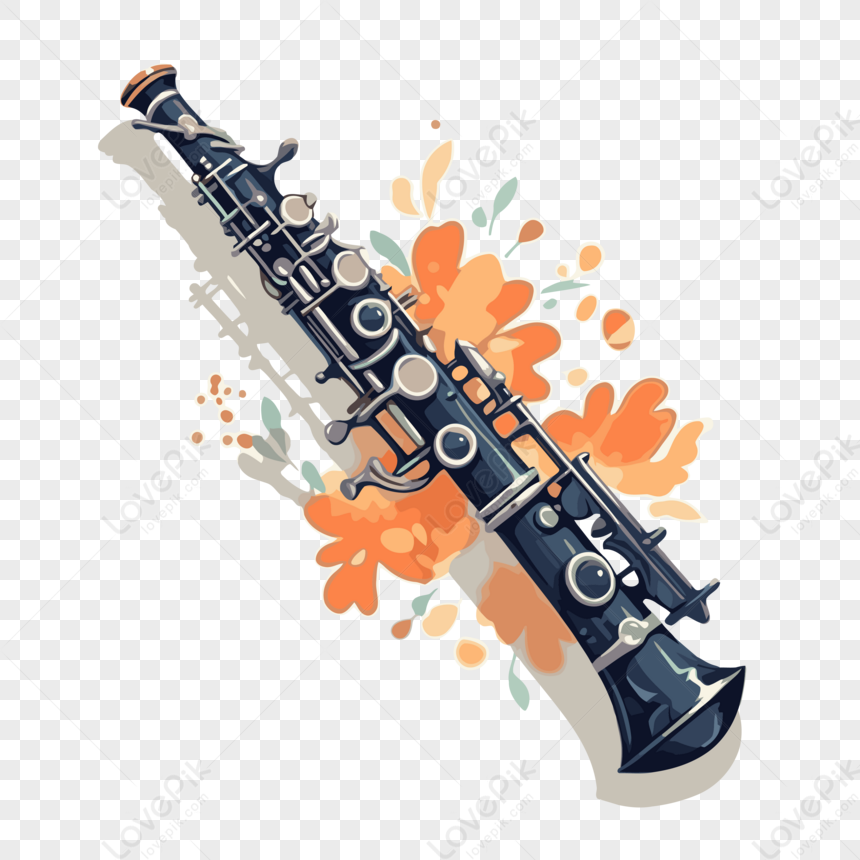 Деревянный духовой музыкальный инструмент кларнет - рисунок в векторном формате