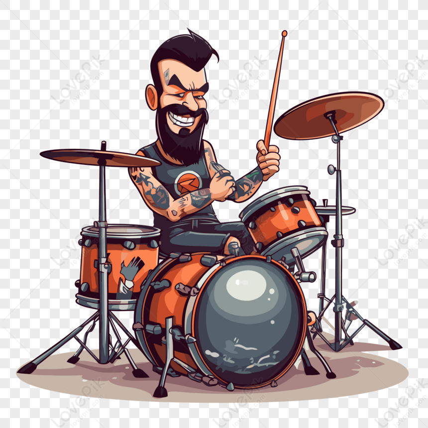 Tatuagem Toca Bateria Vetor, InstrumentoTatuagem Toca Bateria Vetor, Instrumento  