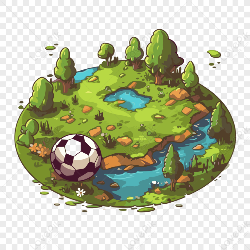 Pegatina Pegatina De Juego De Fútbol En Campo Verde Y Vector De Pelota De  Fútbol PNG 