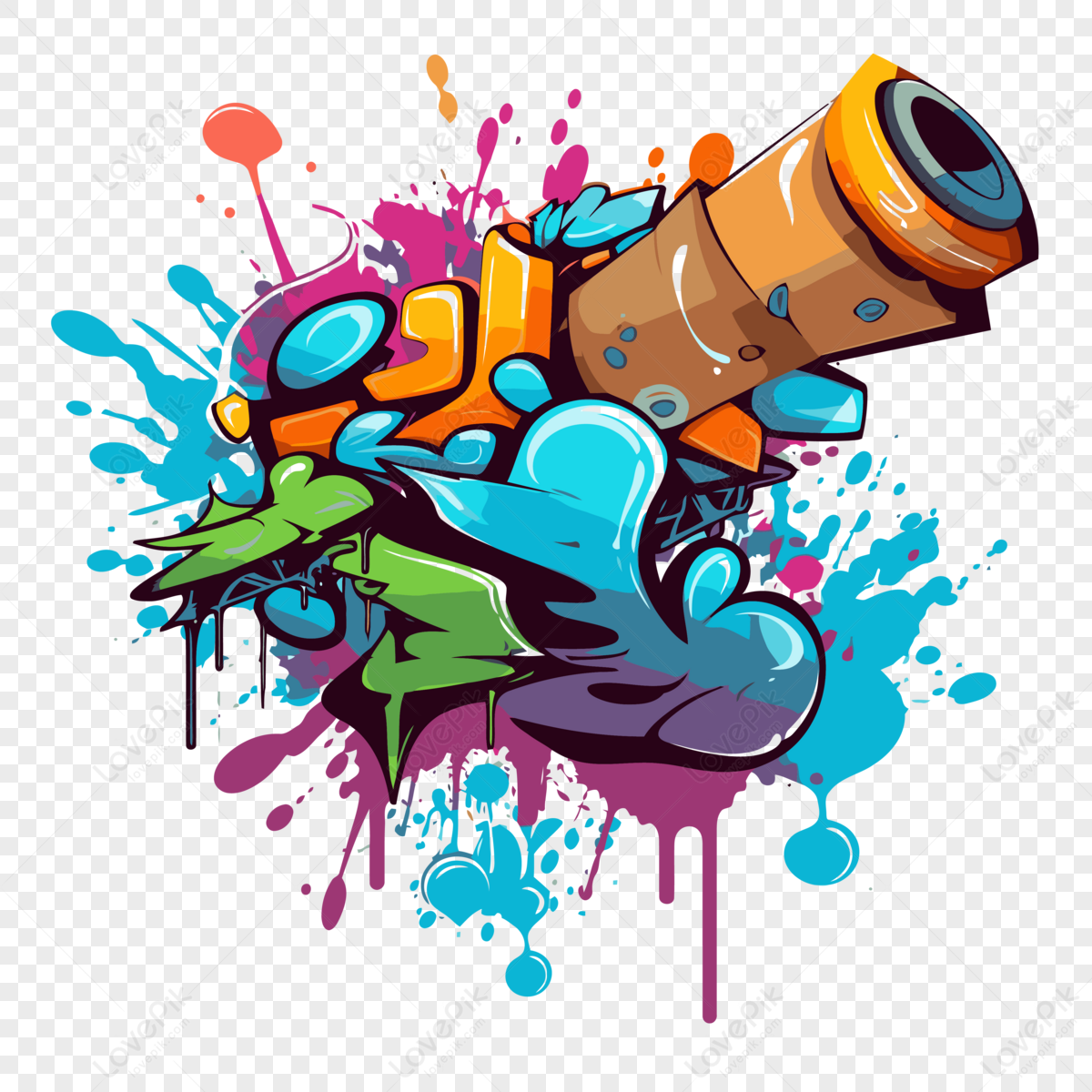 Graffiti Clipart Graffiti Sprays And Paint On A Colorful Background ...