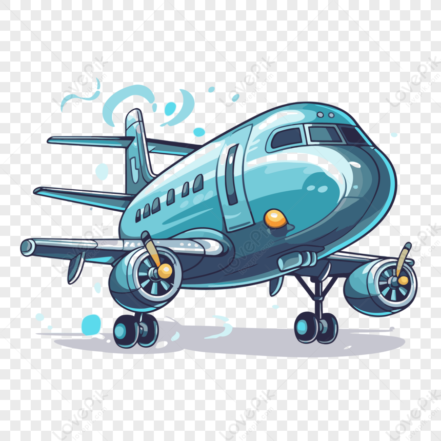 Avião de passageiro bonito dos desenhos animados, Vetor Premium