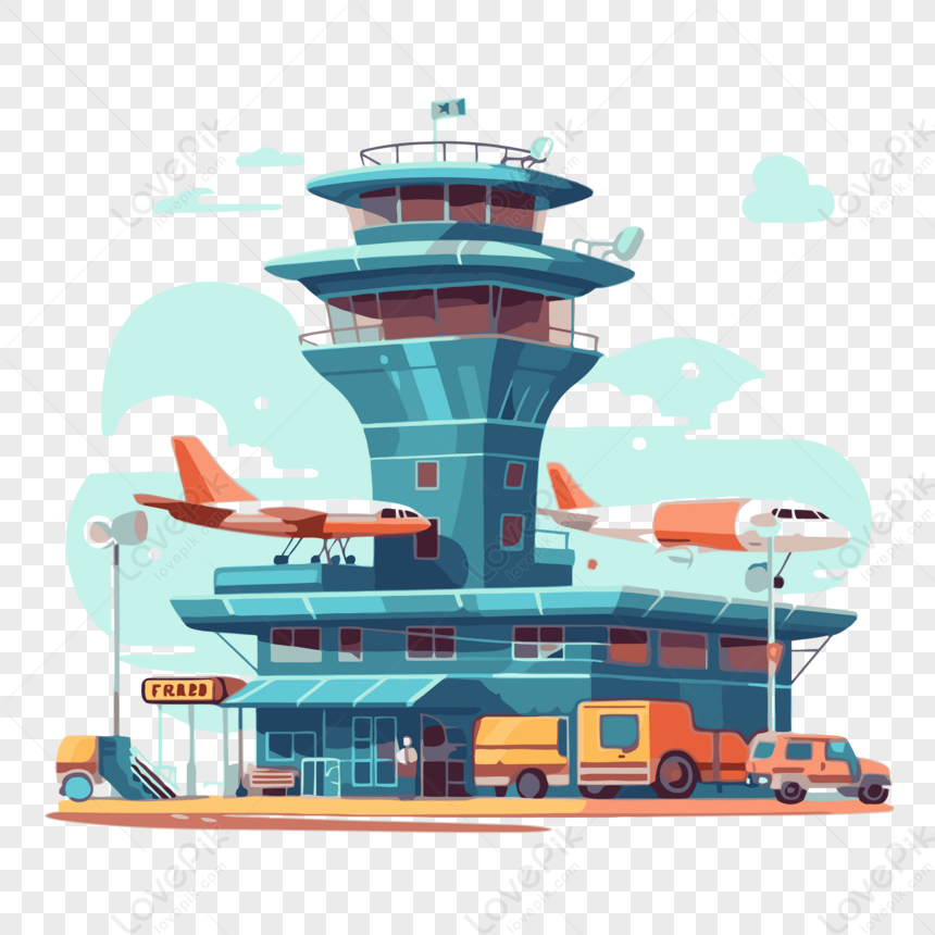 Airport Clipart Air Traffic Control Tower And Airport Terminal Building ...