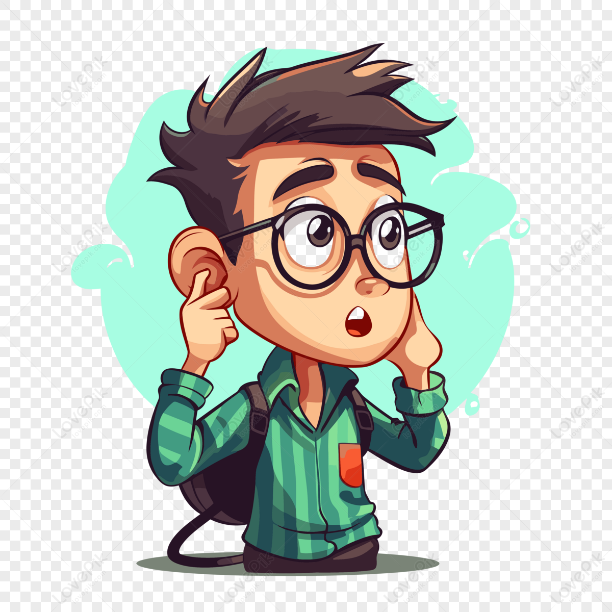 Ask Clipart Cartoon Character Illustration Student Cartoon Of Young Boy ...