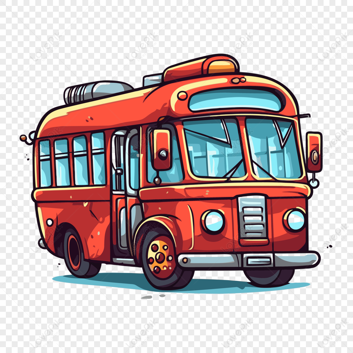 Bus Clipart Red Cartoon Road Bus Style Illustration Vector,illustrator ...