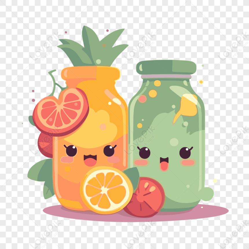 Juice Clipart Two Cartoon Kawaii Juices In Cute Bottles With Carrots ...