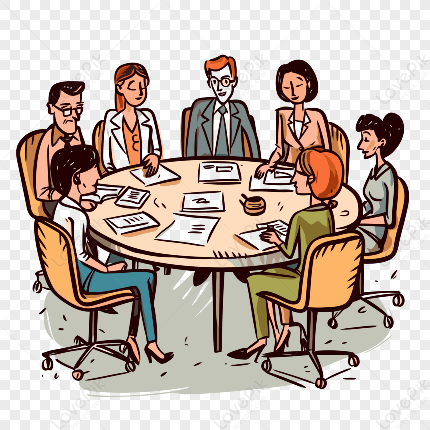 Meetings Clipart Cartoon Illustration Of A Group Of People At A 