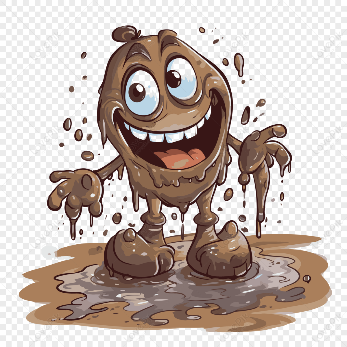 Muddy Clipart Mud Puddle Character With Muddy Smile And Big Mud Cartoon ...