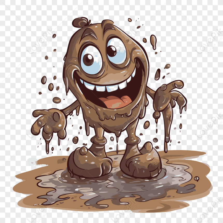 Muddy Clipart Mud Puddle Character With Muddy Smile And Big Mud Cartoon ...