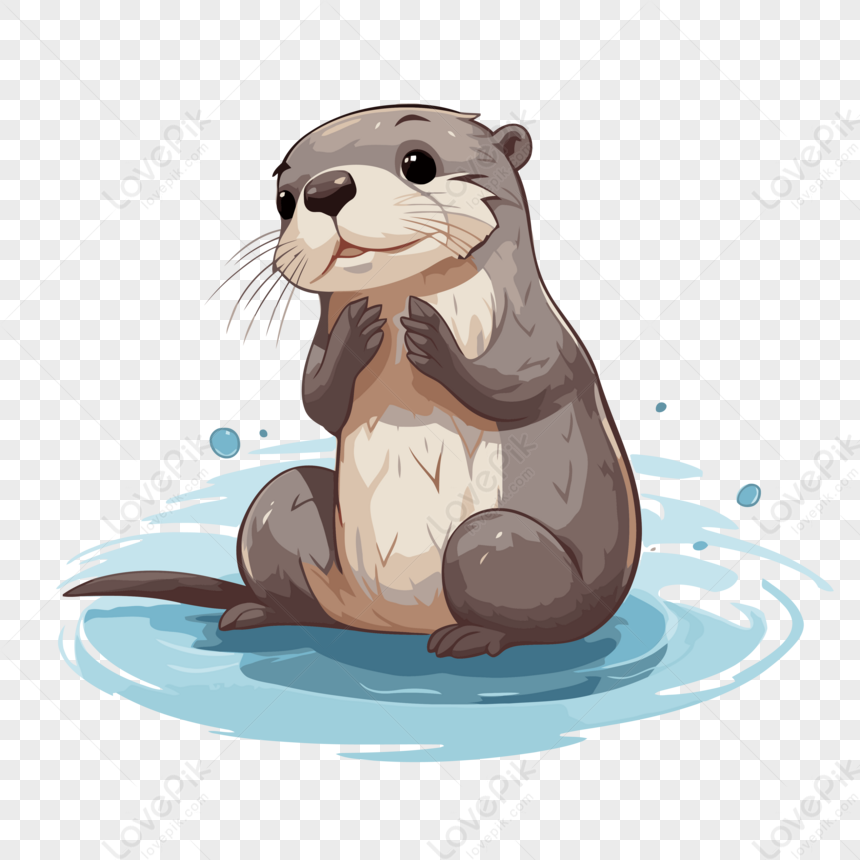 Otter Clipart การ์ตูน นากนั่งอยู่ในน้ำ เวกเตอร์ PNG สำหรับการดาวน์โหลด ...