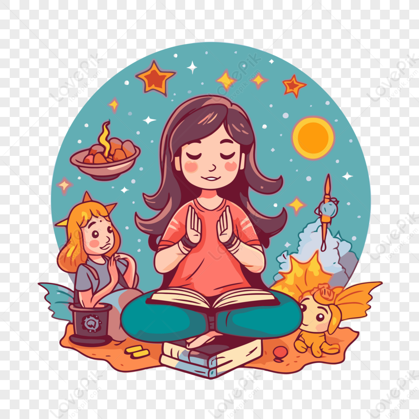 Spiritual Clipart Spiritual Inspirational Female Character With Stars ...