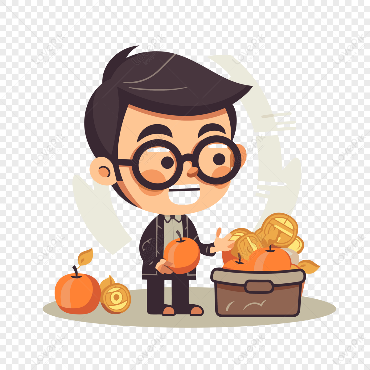 Tithing Clipart An Asian Person In Glasses Holding A Bucket With ...