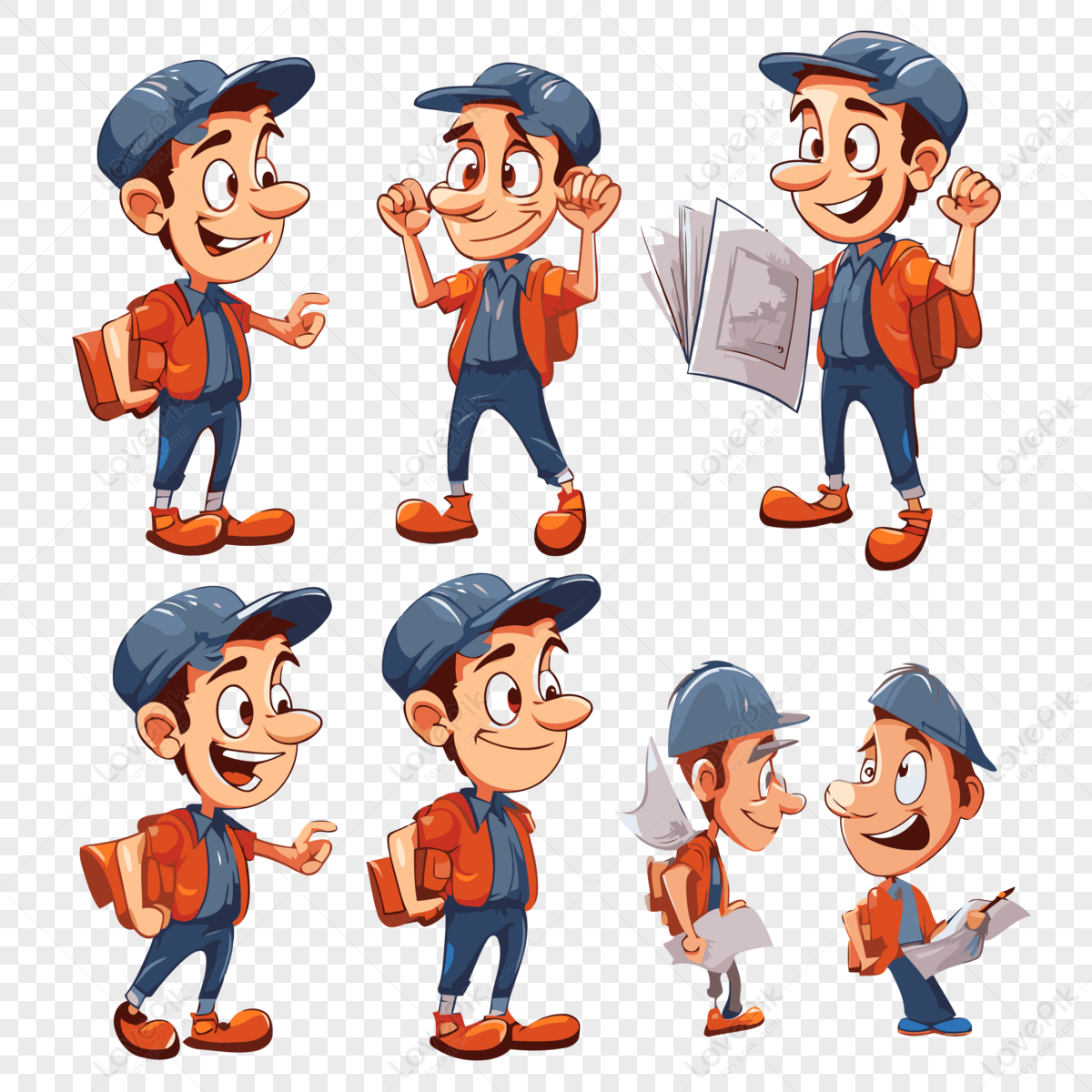 Act Clipart Cartoon Mailman With Paper In His Hands Wearing Different ...