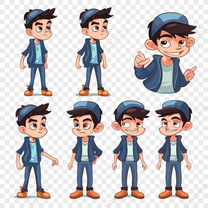 Cartoon male character poses. Guy standing in casual clothes. Different  body positions and actions. Man running and walking. Emotion expressions or  Stock Vector Image & Art - Alamy