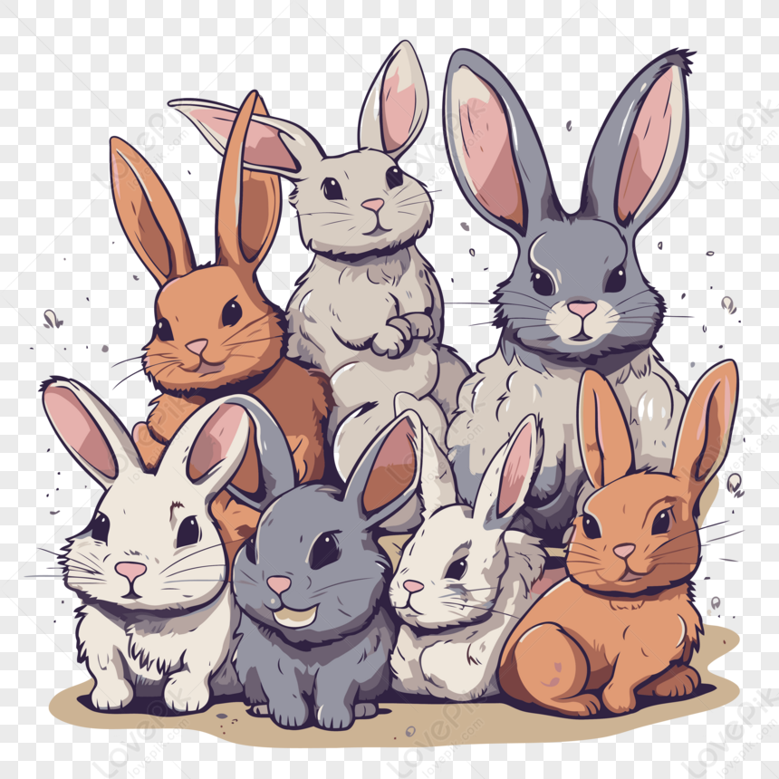 Bunnies Clipart Cartoon Image Of A Group Of Bunnies Vector,bunny ...