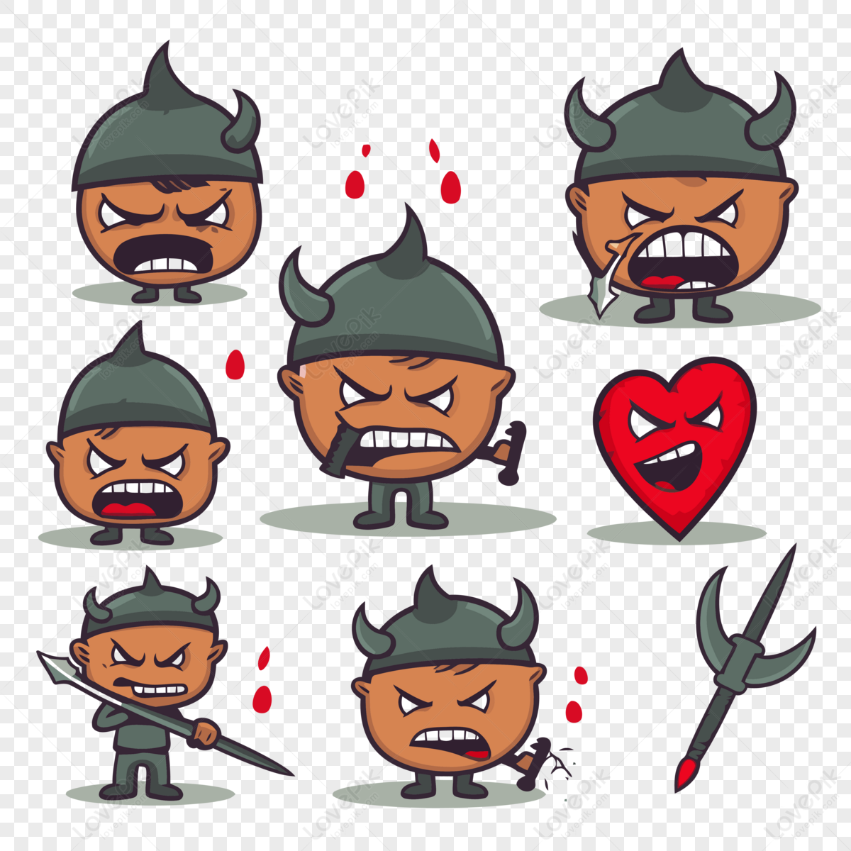 Hatred Clipart Set Of Angry Cartoon Characters Vector,mammal,organic ...