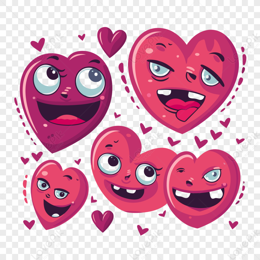 Photo de Coeurs Clipart Personnages Souriants Et Tristes Coeurs En