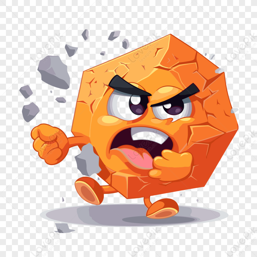 Smash Clipart Cartoon Orange Rock Trying To Break Vector,smashing PNG ...