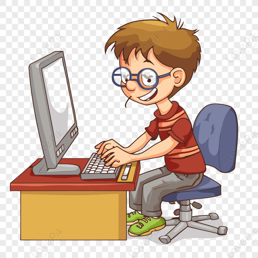 Digitando Clipart Cartoon Boy Sentado No Computador Vetor,menino Veto PNG  Imagens Gratuitas Para Download - Lovepik